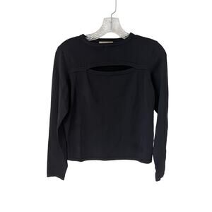 Polagram Long Sleeve Black Chest Cut Out Fitted Top Size Large